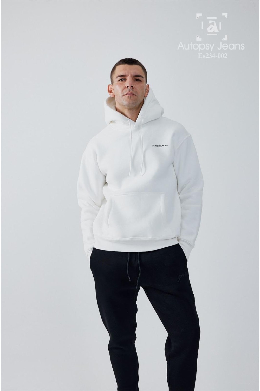 Logo Detaylı İçi Polarlı Kapüşonlu Unisex Sweatshirt  - Beyaz