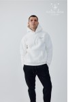 Logo Detaylı İçi Polarlı Kapüşonlu Unisex Sweatshirt  - Beyaz