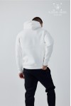 Logo Detaylı İçi Polarlı Kapüşonlu Unisex Sweatshirt  - Beyaz