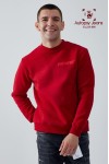 Logo Detaylı İçi Polarlı Bisiklet Yaka Unisex Sweatshirt  - Kırmızı