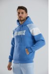 Unisex Relax Fit Rahat Kesim Pamuklu Içi Polarlı Kapüşonlu Sweatshirt - Mavi