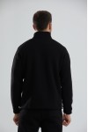 Unisex Relax Fit Rahat Kesim Içi Polarlı Yarım Fermuarlı Dik Yaka Sweatshirt - Siyah