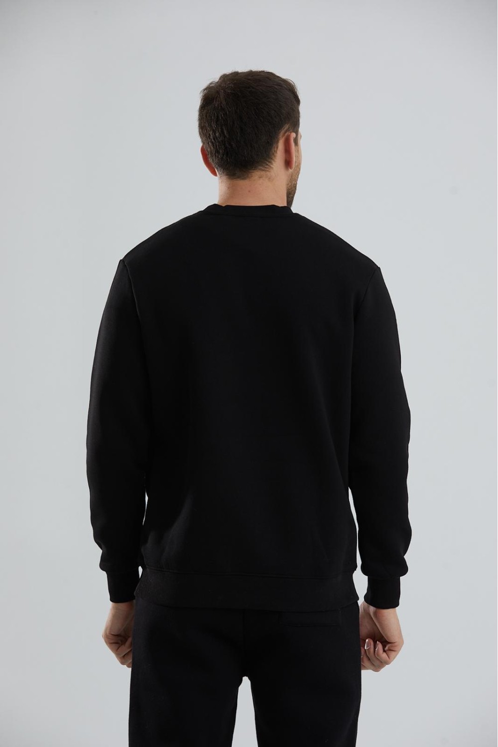 Baskılı Relax Fit Bisiklet Yaka Unisex Sweatshirt - Siyah