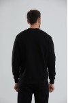 Baskılı Relax Fit Bisiklet Yaka Unisex Sweatshirt - Siyah