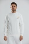 Baskılı Relax Fit Bisiklet Yaka Unisex Sweatshirt - Beyaz