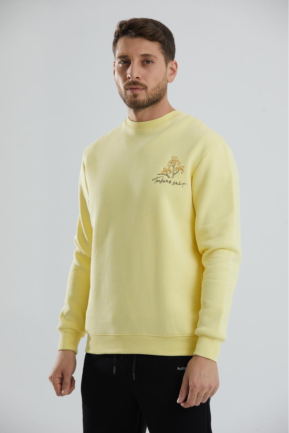 Baskılı Relax Fit Bisiklet Yaka Unisex Sweatshirt - Sarı